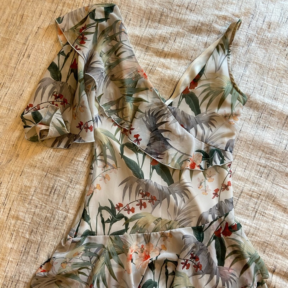 Asymmetric Floral One Shoulder Midi Dress - Picture 5 of 7